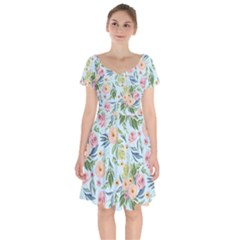 Springflowers Short Sleeve Bardot Dress by Dushan