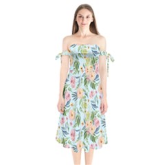 Springflowers Shoulder Tie Bardot Midi Dress by Dushan