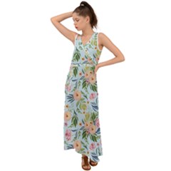 Springflowers V-neck Chiffon Maxi Dress by Dushan