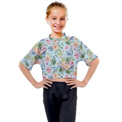 Springflowers Kids Mock Neck Tee