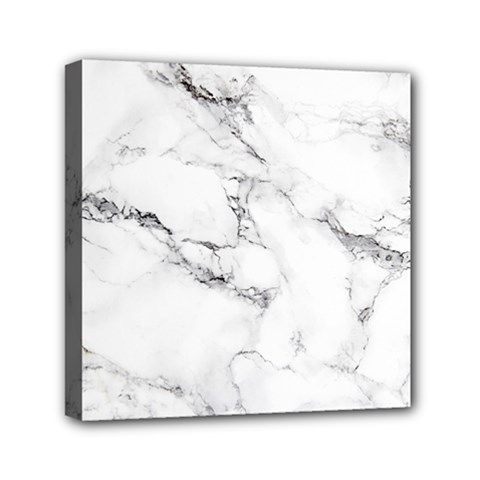 White Faux Marble Mini Canvas 6  X 6  (stretched) by Dushan