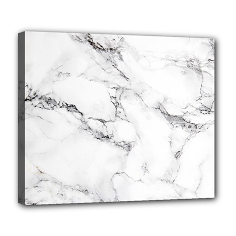 White Faux Marble Deluxe Canvas 24  X 20  (stretched) by Dushan