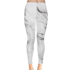 White Faux Marble Leggings  by Dushan