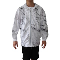 White Faux Marble Kids  Hooded Windbreaker by Dushan