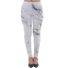 White Faux Marble Lightweight Velour Leggings by Dushan