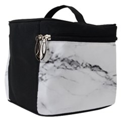 White Faux Marble Make Up Travel Bag (small) by Dushan