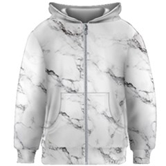 White Faux Marble Kids  Zipper Hoodie Without Drawstring by Dushan