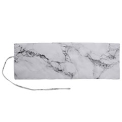 White Faux Marble Roll Up Canvas Pencil Holder (m) by Dushan