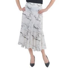 White Faux Marble Midi Mermaid Skirt by Dushan