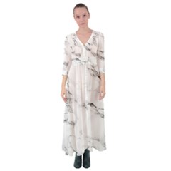 White Faux Marble Button Up Maxi Dress by Dushan