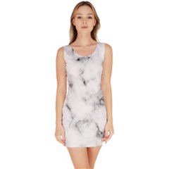 White Faux Marble Texture  Bodycon Dress by Dushan