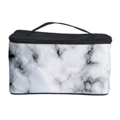 White Faux Marble Texture  Cosmetic Storage by Dushan