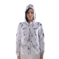 White Faux Marble Texture  Women s Hooded Windbreaker