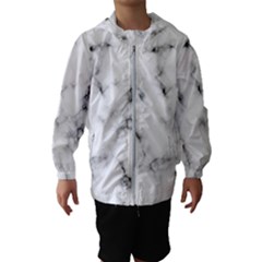 White Faux Marble Texture  Kids  Hooded Windbreaker