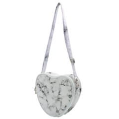 White Faux Marble Texture  Heart Shoulder Bag