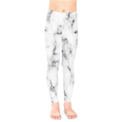 White Faux Marble Texture  Kids  Leggings by Dushan