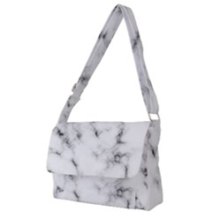 White Faux Marble Texture  Full Print Messenger Bag (s) by Dushan