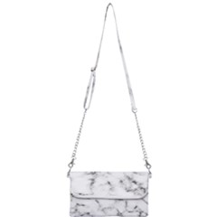 White Faux Marble Texture  Mini Crossbody Handbag by Dushan