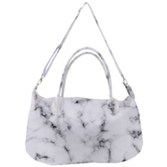 White Faux Marble Texture  Removal Strap Handbag by Dushan