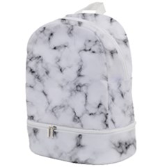 White Faux Marble Texture  Zip Bottom Backpack by Dushan