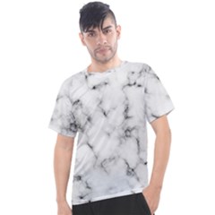 White Faux Marble Texture  Men s Sport Top