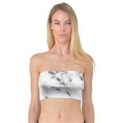 White Faux Marble Texture  Bandeau Top by Dushan