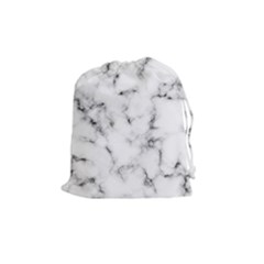 White Faux Marble Texture  Drawstring Pouch (medium) by Dushan