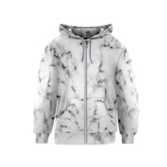 White Faux Marble Texture  Kids  Zipper Hoodie by Dushan