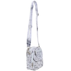 White Faux Marble Texture  Shoulder Strap Belt Bag by Dushan