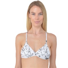 White Faux Marble Texture  Reversible Tri Bikini Top by Dushan