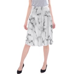 White Faux Marble Texture  Midi Beach Skirt by Dushan