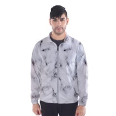 White Faux Marble Texture  Men s Windbreaker