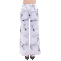 White Faux Marble Texture  So Vintage Palazzo Pants by Dushan