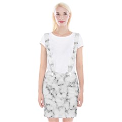 White Faux Marble Texture  Braces Suspender Skirt by Dushan