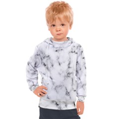 White Faux Marble Texture  Kids  Hooded Pullover by Dushan