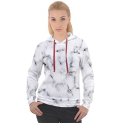 White Faux Marble Texture  Women s Overhead Hoodie