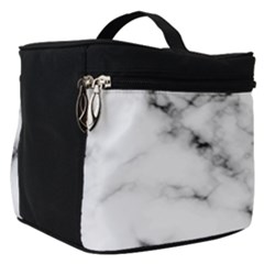 White Faux Marble Texture  Make Up Travel Bag (small) by Dushan