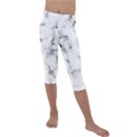 White faux marble texture  Kids  Lightweight Velour Capri Leggings  View1