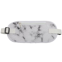 White Faux Marble Texture  Rounded Waist Pouch by Dushan