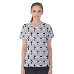 Black And White Art-deco Pattern Women s Cotton Tee