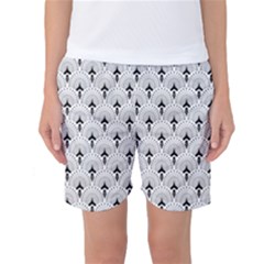 Black And White Art-deco Pattern Women s Basketball Shorts by Dushan