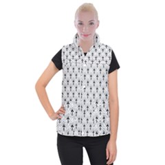 Black And White Art-deco Pattern Women s Button Up Vest