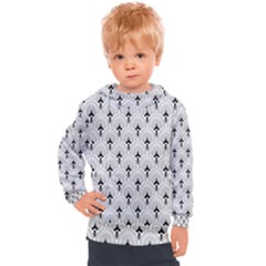 Black And White Art-deco Pattern Kids  Hooded Pullover by Dushan