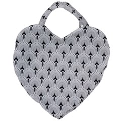 Black And White Art-deco Pattern Giant Heart Shaped Tote