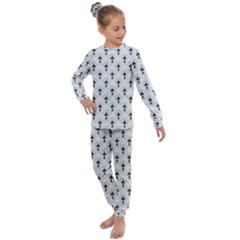 Black And White Art-deco Pattern Kids  Long Sleeve Set 