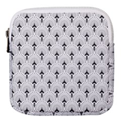 Black And White Art-deco Pattern Mini Square Pouch by Dushan