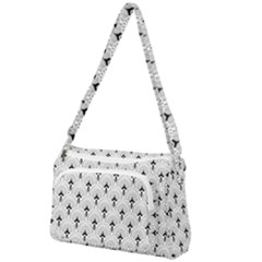 Black And White Art-deco Pattern Front Pocket Crossbody Bag by Dushan