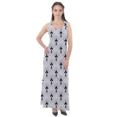 Black And White Art-deco Pattern Sleeveless Velour Maxi Dress