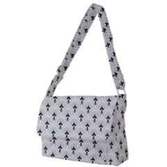 Black And White Art-deco Pattern Full Print Messenger Bag (l)