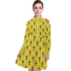 Art-decoyellow Long Sleeve Chiffon Shirt Dress by Dushan